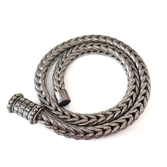 Thick Silver Foxtail Rope Chain Necklace - Picture 5 of 5